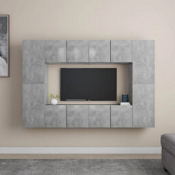 Berkfield 8 Piece Tv Cabinet Set Concrete Grey Engineered Wood - thumbnail 1
