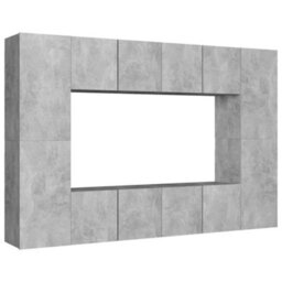 Berkfield 8 Piece Tv Cabinet Set Concrete Grey Engineered Wood - thumbnail 2