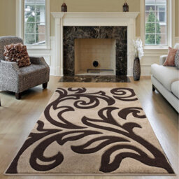 Smart Living Modern Thick Soft Carved Area Rug, Living Room Carpet, Kitchen Floor, Bedroom Soft Rugs 80Cm X 150Cm - Beige Brown - thumbnail 1