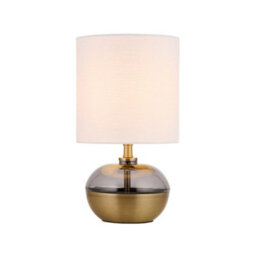 Pagazzi Lighting Pagazzi Emmy Antique Brass And Smoke Glass Table Lamp - thumbnail 7