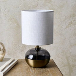 Pagazzi Lighting Pagazzi Emmy Antique Brass And Smoke Glass Table Lamp - thumbnail 2