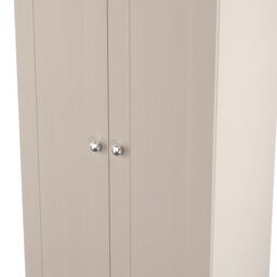 Santander Ready Assembled Traditional Matt Beige & Oak Tall Double Wardrobe (H)1970mm (W)770mm (D)530mm - thumbnail 2