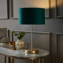 Valuelights Charles Gold Table Lamp With Green Velvet Shade
