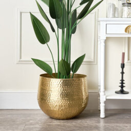 Melody Maison Large Gold Hammered Metal Planter 40Cm X 38Cm