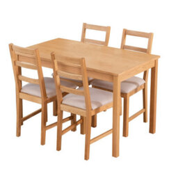 Hallowood Furniture Waverly Oak Dining Table (Tab1200) Set With 4 Small Ladder Back Chairs (Beige Seat) - thumbnail 8