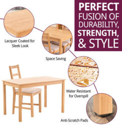 Hallowood Furniture Waverly Oak Dining Table (Tab1200) Set With 4 Small Ladder Back Chairs (Beige Seat) - thumbnail 2
