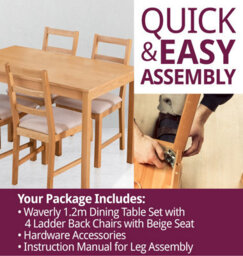 Hallowood Furniture Waverly Oak Dining Table (Tab1200) Set With 4 Small Ladder Back Chairs (Beige Seat) - thumbnail 7