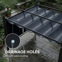Outsunny Garden Pergola With Retractable Roof Canopy, Dark Grey - thumbnail 8