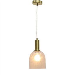 First Choice Lighting Set Of 2 Belten - Clear Glass Cloche Satin Brass Deco Pendant Fittings - thumbnail 3