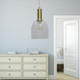 First Choice Lighting Set Of 2 Belten - Clear Glass Cloche Satin Brass Deco Pendant Fittings - thumbnail 5