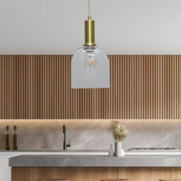 First Choice Lighting Set Of 2 Belten - Clear Glass Cloche Satin Brass Deco Pendant Fittings - thumbnail 4