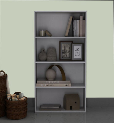 Urbn-Living Urbnliving 4 Tier Wide Wooden Grey Bookcase Cupboard Storage Shelving Display Shelf Cabinet Unit - image 1