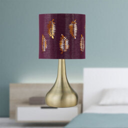 First Choice Lighting Romana - Antique Brass Touch Table Lamp With Burgundy Fern Shade - thumbnail 2