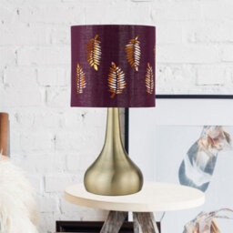 First Choice Lighting Romana - Antique Brass Touch Table Lamp With Burgundy Fern Shade - thumbnail 3