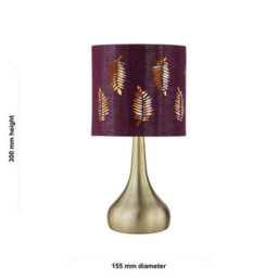 First Choice Lighting Romana - Antique Brass Touch Table Lamp With Burgundy Fern Shade - thumbnail 4
