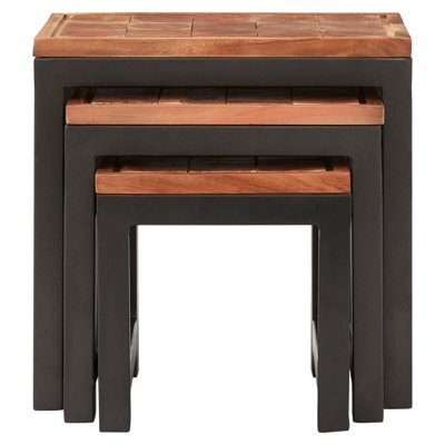 Orsina Practical Acacia Wood And Metal Nesting Tables, Versatile Metal Side Table, Durable Modern Bedside Table - image 1