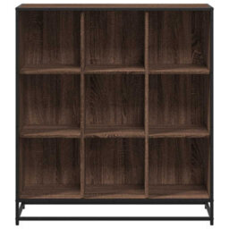 Berkfield Modern Bookcase Brown Oak 97.5X33X107.5 Cm Engineered Wood And Metal - thumbnail 4
