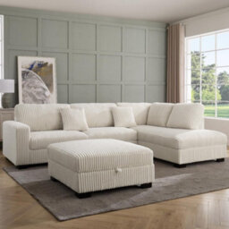 Home Detail Tate Right-Hand Facing Corner Sofa With Storage Footstool, Cream Teddy Jumbo Cord