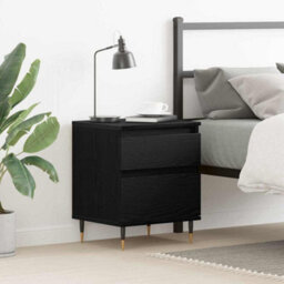 Berkfield Bedside Cabinet Black Oak 40X35X50 Cm Engineered Wood - thumbnail 1