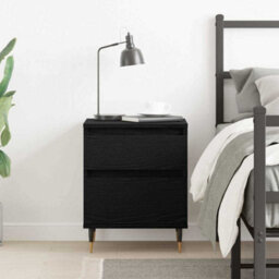 Berkfield Bedside Cabinet Black Oak 40X35X50 Cm Engineered Wood - thumbnail 4
