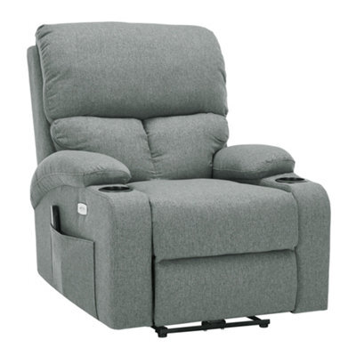 Living And Home Grey Single Sofa Recliner Armchair Reclining Chair With Massage & Heat - image 1