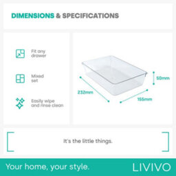 Livivo 4Pc Extra Large Drawer Organiser Tray Set - thumbnail 3
