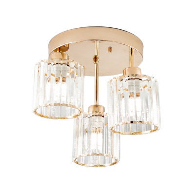 Living And Home 3-Light Gold Crystal Ceiling Light Fixture,crystal Glass Shade - image 1