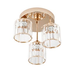 Living And Home 3-Light Gold Crystal Ceiling Light Fixture,crystal Glass Shade - thumbnail 3