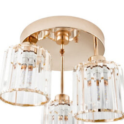 Living And Home 3-Light Gold Crystal Ceiling Light Fixture,crystal Glass Shade - thumbnail 5