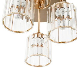 Living And Home 3-Light Gold Crystal Ceiling Light Fixture,crystal Glass Shade - thumbnail 6