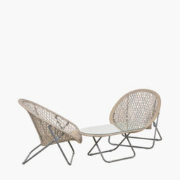 Pacific Lifestyle Tobs Pe Rattan Bistro Set Foldable Natural Outdoor Garden Chairs And Tempered Glass Table - thumbnail 2