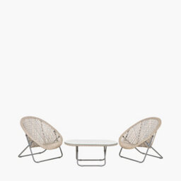 Pacific Lifestyle Tobs Pe Rattan Bistro Set Foldable Natural Outdoor Garden Chairs And Tempered Glass Table