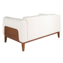 Angel Cerda Elegant White Leather 2-Seater Sofa With Walnut Trim - thumbnail 6