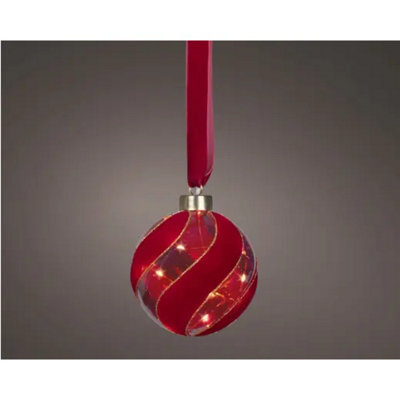 Kaemingk Micro Led Red Christmas Tree 10Cm Ball Hanging Ornament Steady Warm Light Indoor - image 1