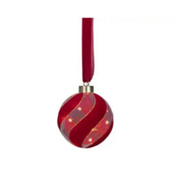 Kaemingk Micro Led Red Christmas Tree 10Cm Ball Hanging Ornament Steady Warm Light Indoor - thumbnail 2