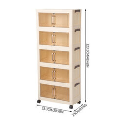 Living And Home Cream-Colored Five-Tier Plastic Storage Cabinet With Wheels, 53.3Cm W X 23Cm D X 123.5Cm H - thumbnail 9
