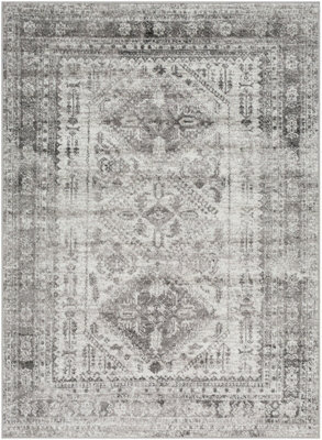 Livabliss Monte Carlo-Vintage Grey White Charcoal Traditional Boho Living Dining Bedroom Rug 200 X 275 Cm Easy Care, Non Shedding - image 1