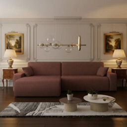 Piano L Maxi Ribbed Corduroy Corner Sofa Bed Universal Lr Poso Cord Fabric With Storage Sleeping Function Brown