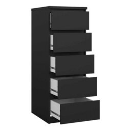 Wyld Haus Budapest Matt Black Narrow 5-Drawer Tall Chest Of Drawers - thumbnail 5