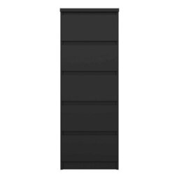 Wyld Haus Budapest Matt Black Narrow 5-Drawer Tall Chest Of Drawers - thumbnail 3