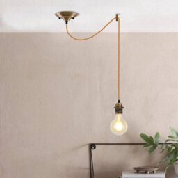 Vintage Industrial Pendant Light Yellow Brass, E27 Spider Ceiling Light (Bulb Included) - thumbnail 5