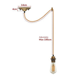 Vintage Industrial Pendant Light Yellow Brass, E27 Spider Ceiling Light (Bulb Included) - thumbnail 7