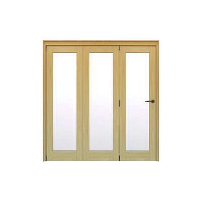 Geom 1 Lite Clear Glazed Oak Bi-Fold Door Set With 1 Panes, (H)2060mm (W)2132mm - image 1