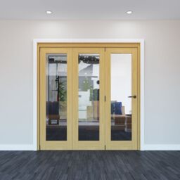Geom 1 Lite Clear Glazed Oak Bi-Fold Door Set With 1 Panes, (H)2060mm (W)2132mm - thumbnail 2