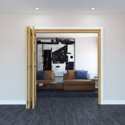 Geom 1 Lite Clear Glazed Oak Bi-Fold Door Set With 1 Panes, (H)2060mm (W)2132mm - thumbnail 3