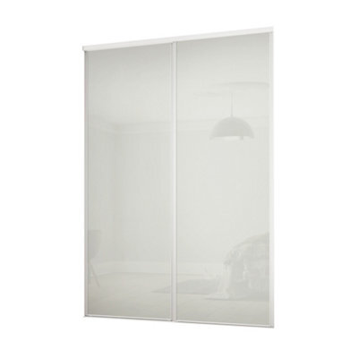 Spacepro Classic Non-Mirrored Matt White 2 Door Sliding Wardrobe Door Kit (H)2220mm (W)1489mm - image 1