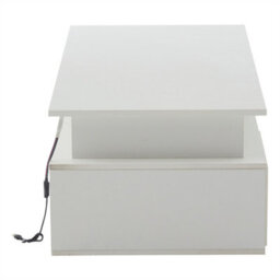 Abrihome White High-Gloss Coffee Table With Led Lighting & 2 Drawers, Sofa Side Table, Open Storage, 100X50X35Cm - thumbnail 9