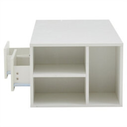 Abrihome White High-Gloss Coffee Table With Led Lighting & 2 Drawers, Sofa Side Table, Open Storage, 100X50X35Cm - thumbnail 8