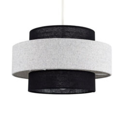 Valuelights Weaver Pair Of Black/grey Herringbone Ceiling Lamp Shades - thumbnail 6