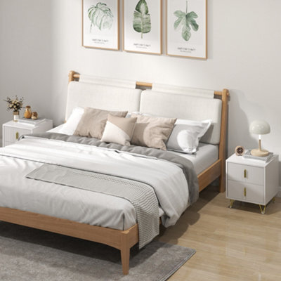 Homcom Modern Nightstand, Set Of 2 Fluted Bedside Table For Bedroom, White - image 1